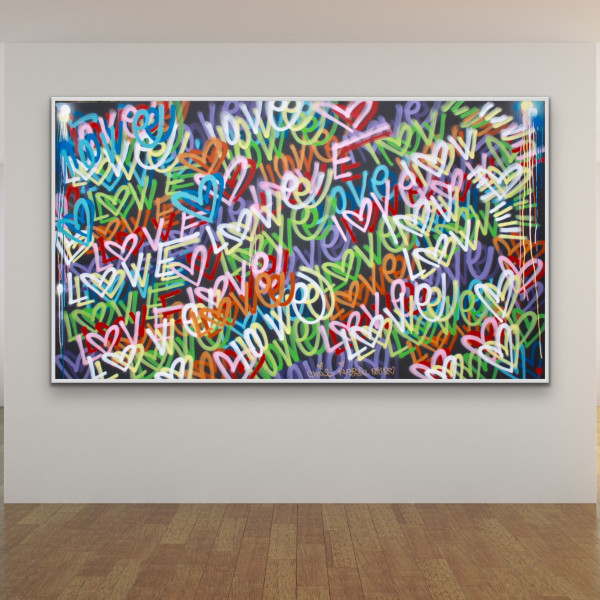 Original 55 x 98 inches love art word art modern contemporary signed painting free shipping Chris Riggs
