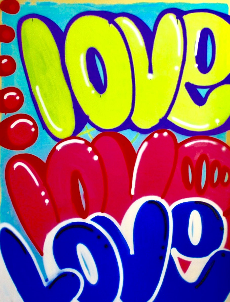 Large Love 72″ x 57′ graffiti signed street art spray